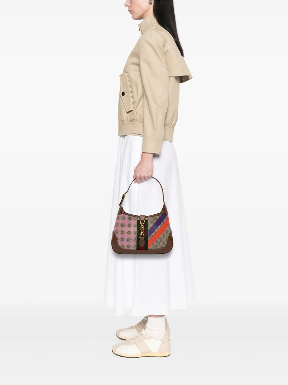 Pre-OwnedGucci Pre-Owned2016-2025 Small GG Supreme Web Geometric Jackie 1961 crossbody bag