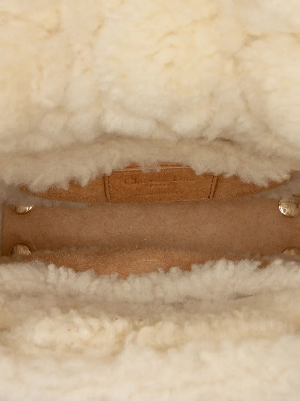 Pre-OwnedChristian Dior Pre-Owned2020-2025 Mini Suede Cannage with Shearling Trim Lady Dior satchel