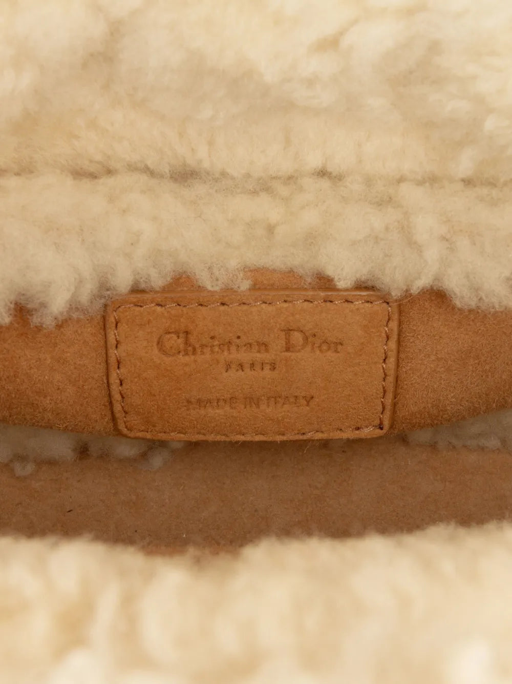 Pre-OwnedChristian Dior Pre-Owned2020-2025 Mini Suede Cannage with Shearling Trim Lady Dior satchel