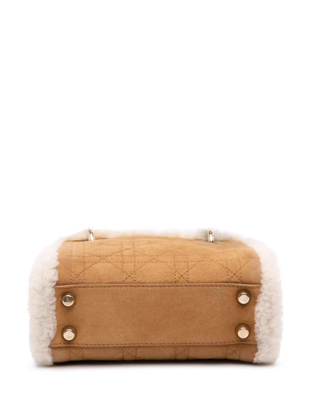 Pre-OwnedChristian Dior Pre-Owned2020-2025 Mini Suede Cannage with Shearling Trim Lady Dior satchel