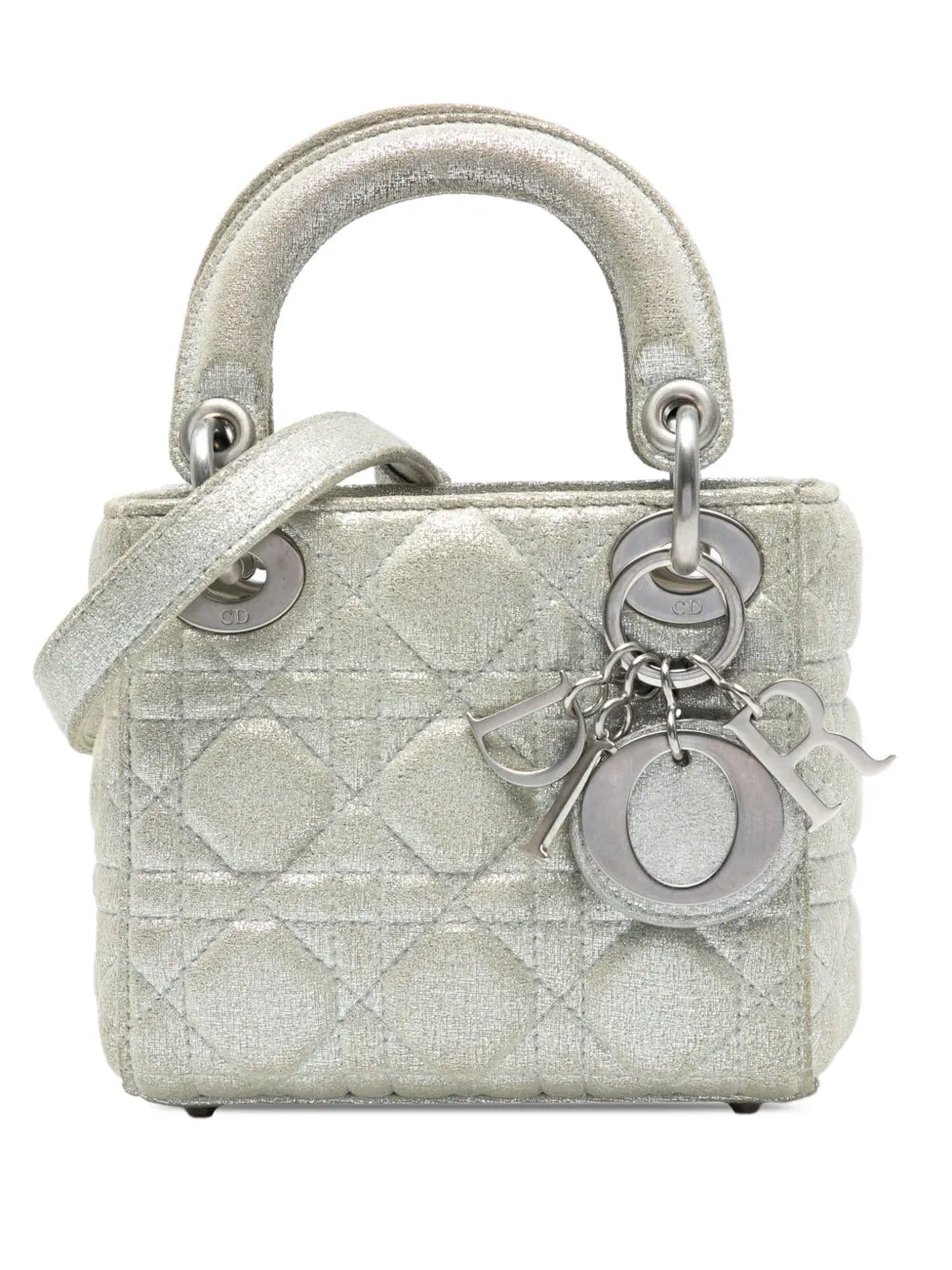 Pre-OwnedChristian Dior Pre-Owned2010-2025 Micro Metallic Calfskin Cannage Lady Dior satchel