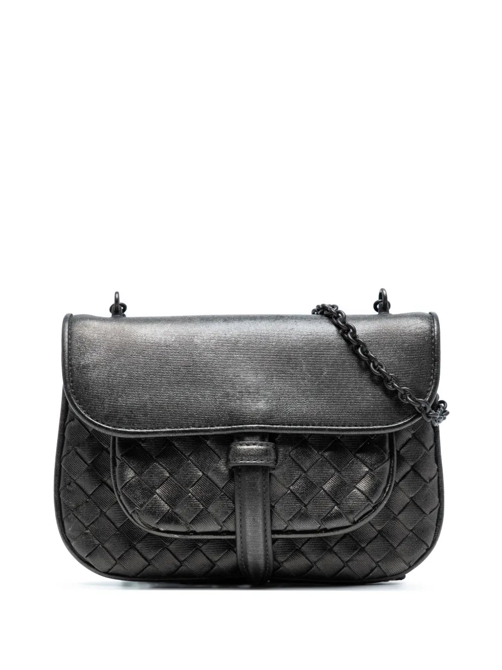 Pre-OwnedBottega Veneta Pre-Owned2012-2025 Mini Metallic Nappa Intrecciato Chain Flap crossbody bag