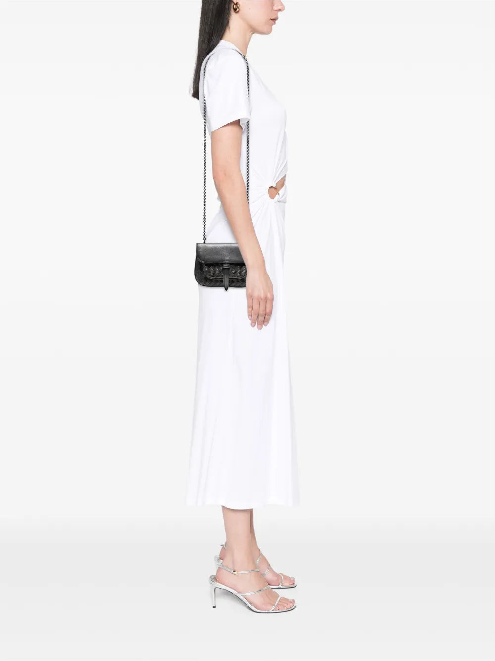 Pre-OwnedBottega Veneta Pre-Owned2012-2025 Mini Metallic Nappa Intrecciato Chain Flap crossbody bag