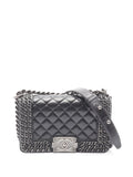 Pre-OwnedCHANEL Pre-Owned2014-2015 Small Quilted Glazed Calfskin Chained Boy Flap shoulder bag