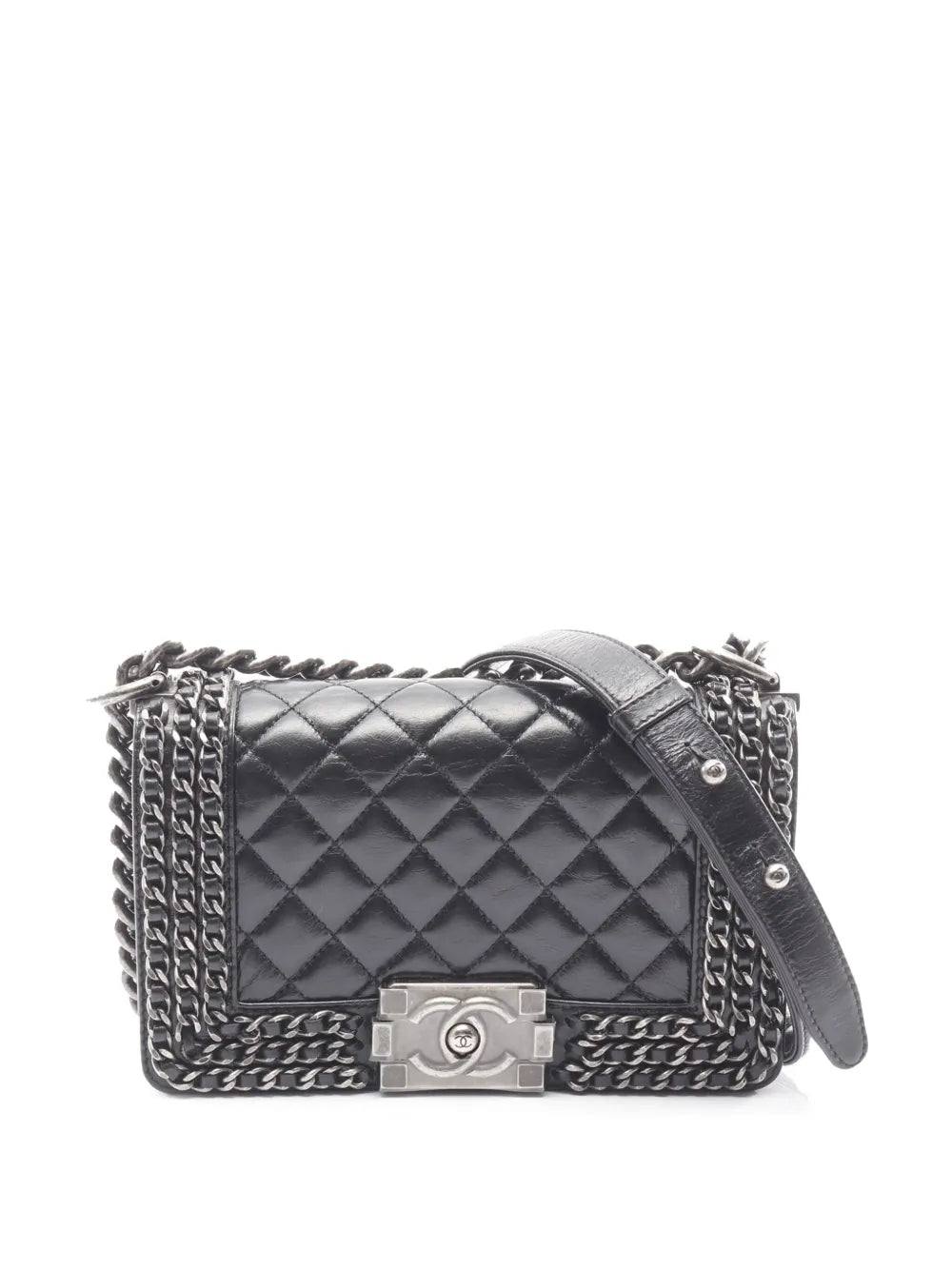 Pre-OwnedCHANEL Pre-Owned2014-2015 Small Quilted Glazed Calfskin Chained Boy Flap shoulder bag