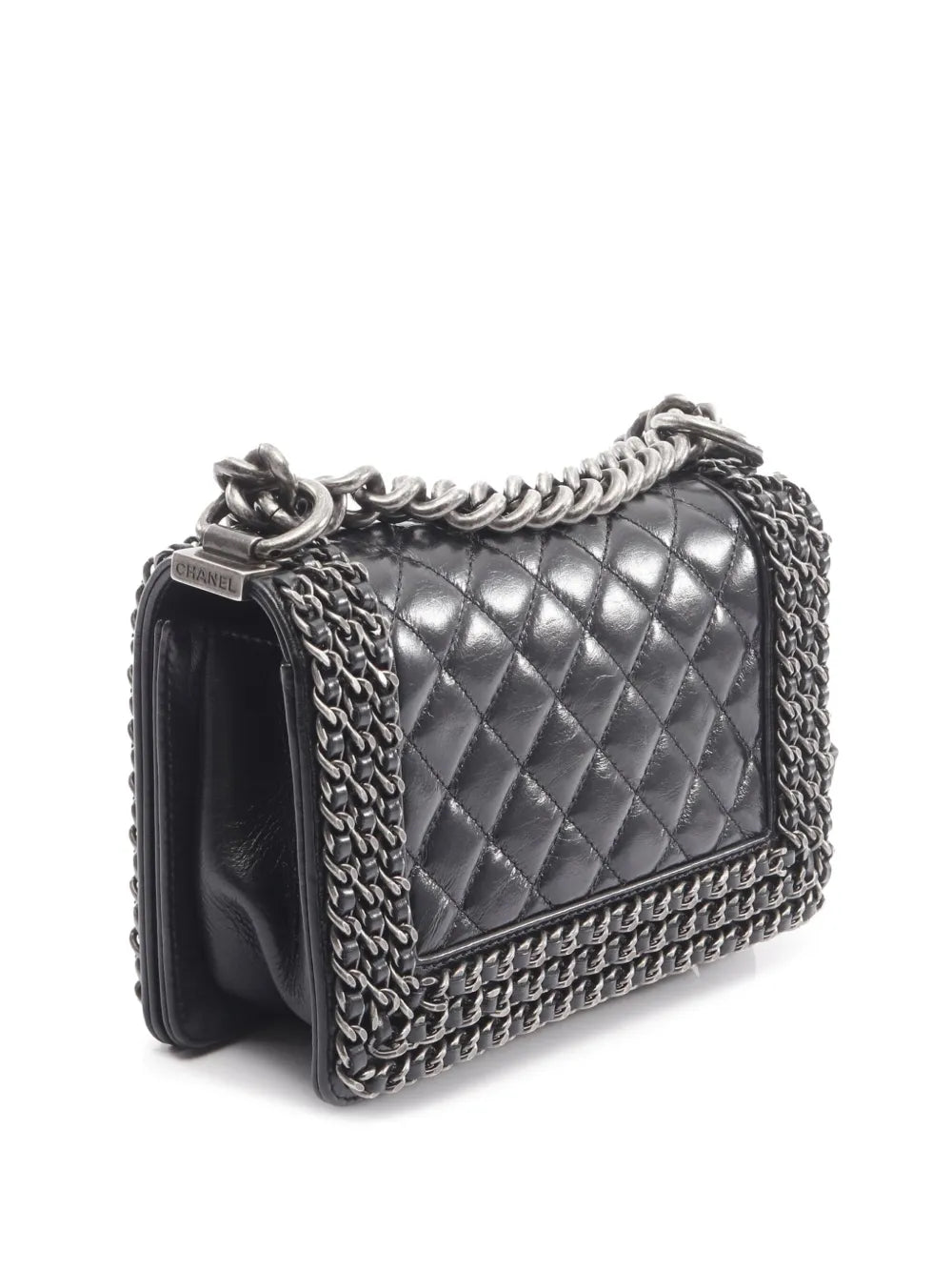 Pre-OwnedCHANEL Pre-Owned2014-2015 Small Quilted Glazed Calfskin Chained Boy Flap shoulder bag