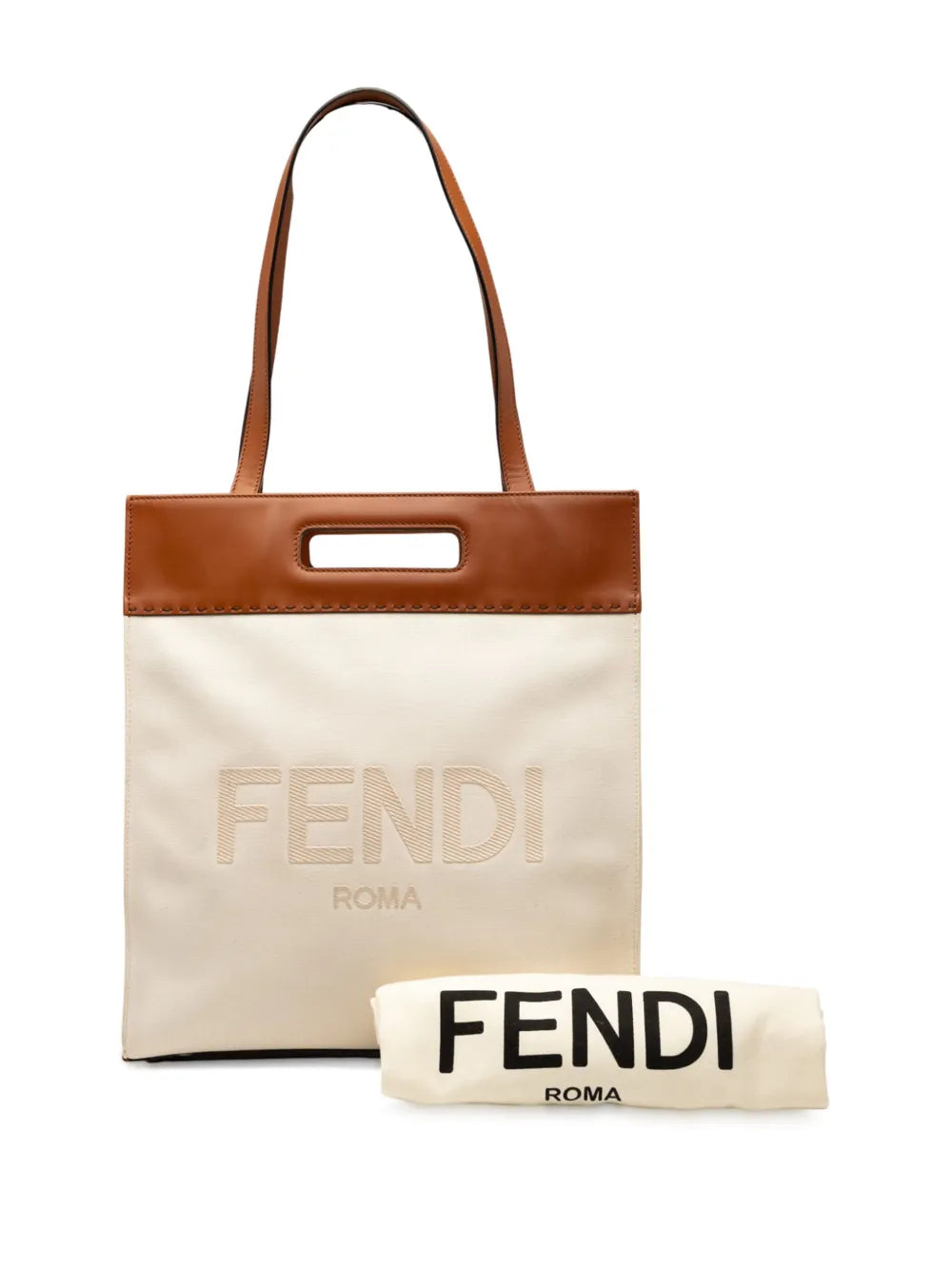 Pre-OwnedFendi Pre-Owned2000-2010 Bicolor Canvas and Leather Sunshine Shopper tote bag