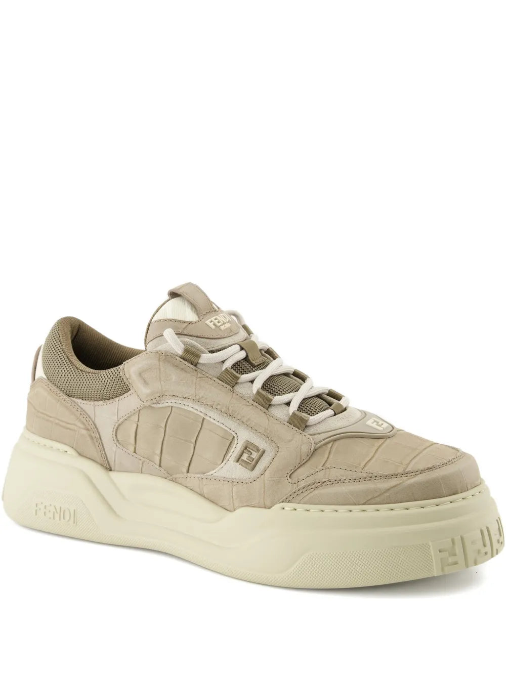 Fendi Force Crocodile-Effect Logo Sneakers