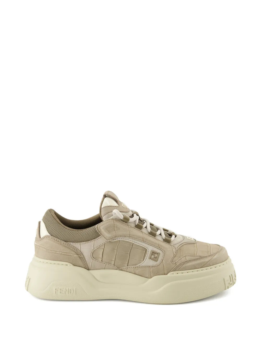 Fendi Force Crocodile-Effect Logo Sneakers