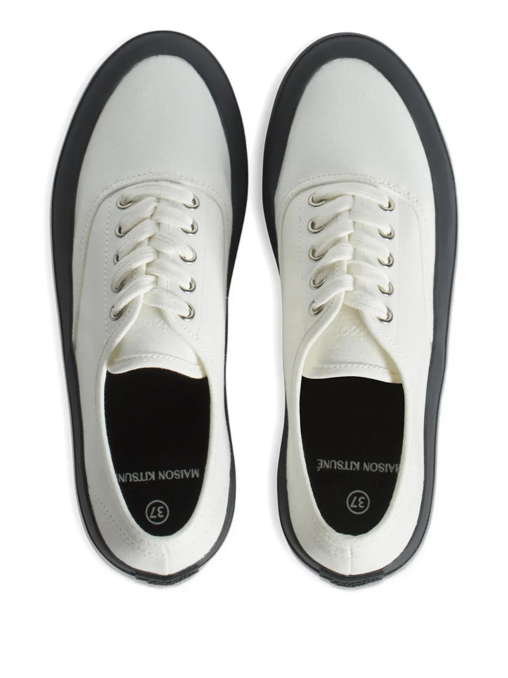 Maison Kitsun Lace-Up Contrast-Sole Sneakers