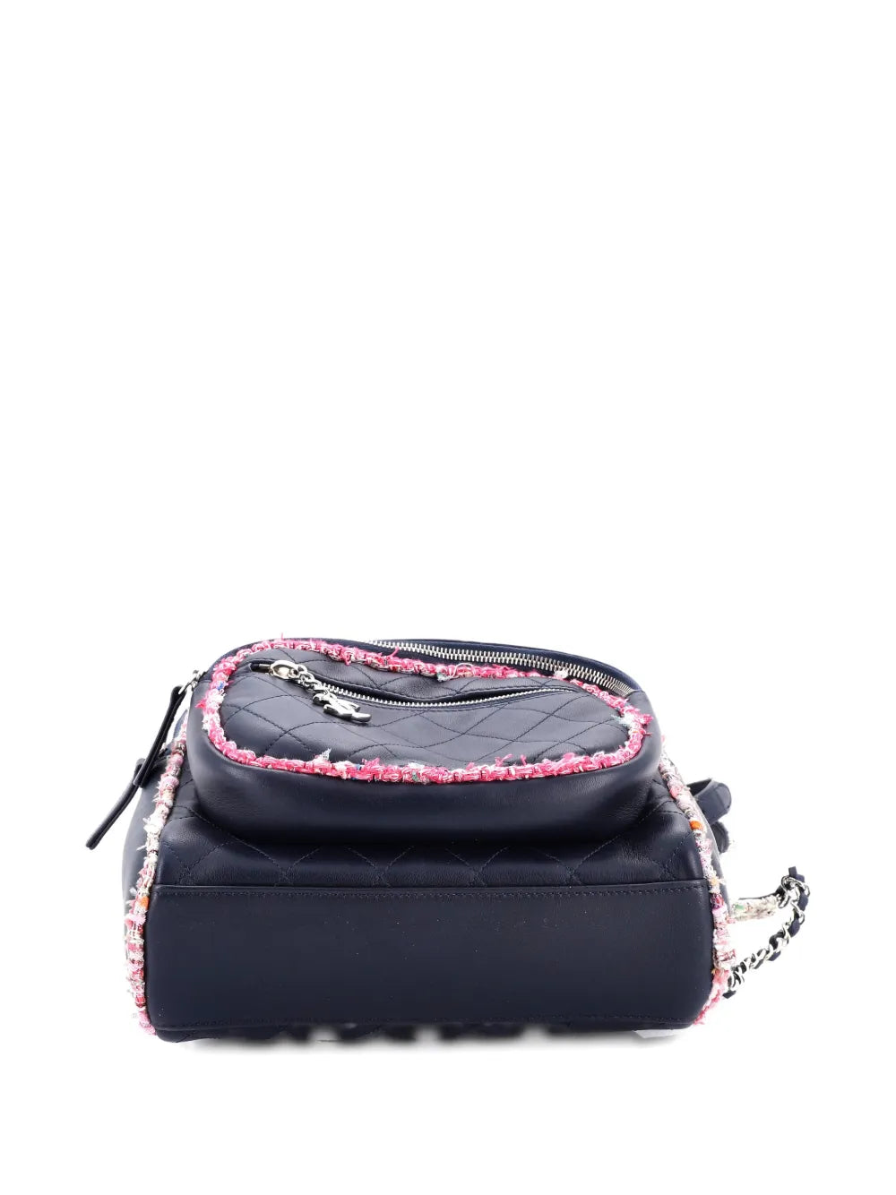 Pre-OwnedCHANEL Pre-OwnedElegant Trim Quilted Leather with Tweed Small backpack