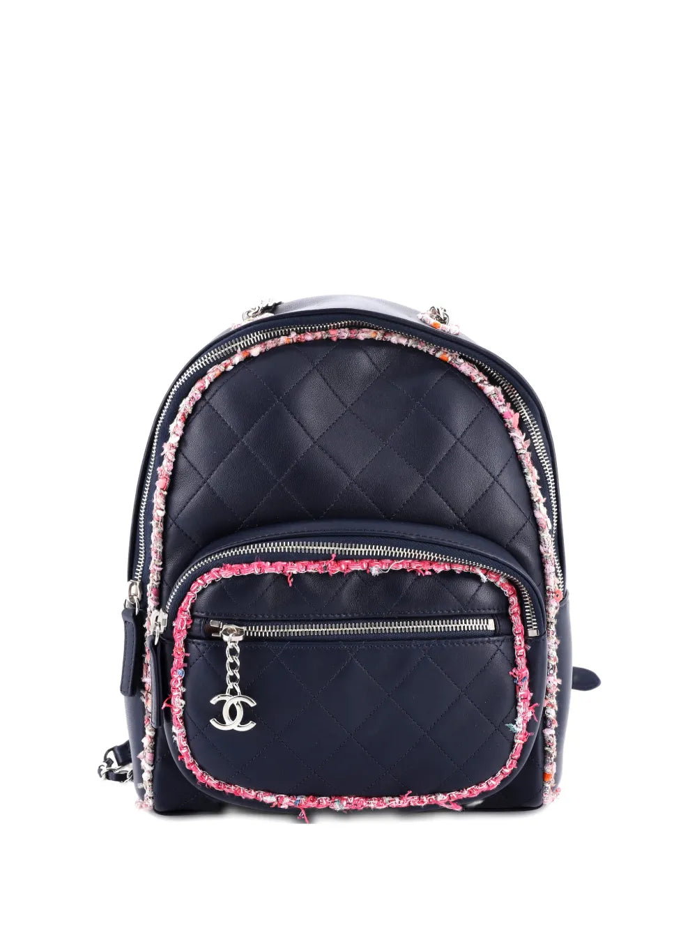 Pre-OwnedCHANEL Pre-OwnedElegant Trim Quilted Leather with Tweed Small backpack