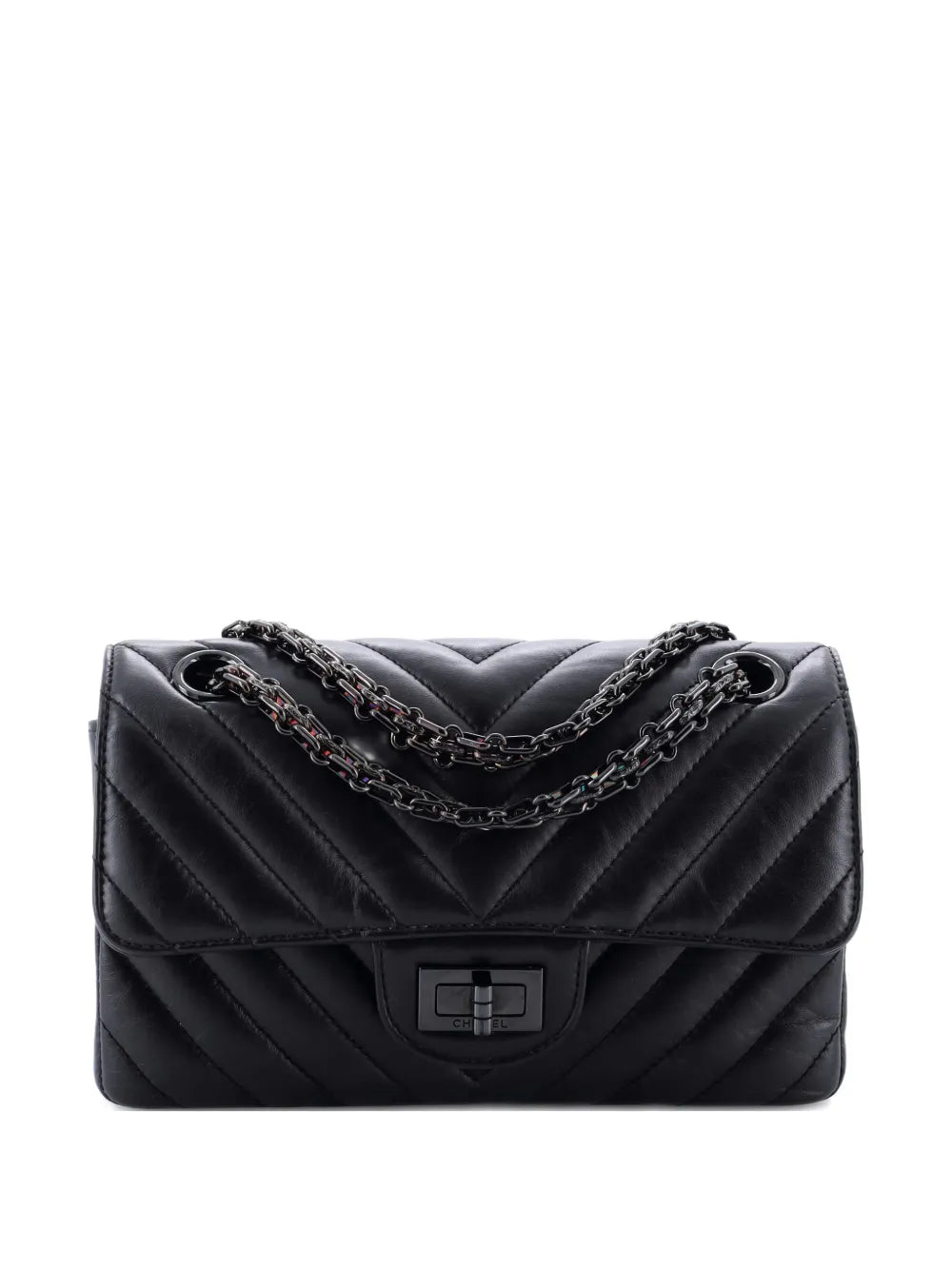 Pre-OwnedCHANEL Pre-OwnedSo Black Reissue 2.55 Flap Bag Chevron Aged Calfskin Mini crossbody bag