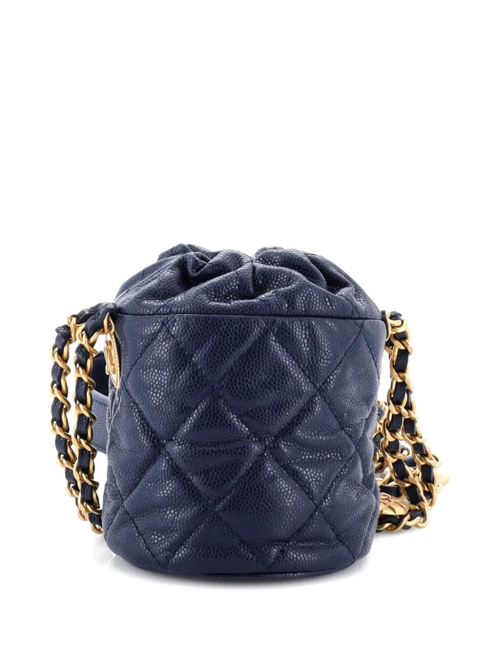 Pre-OwnedCHANEL Pre-OwnedTwist Your Buttons Drawstring Quilted Caviar Mini bucket bag