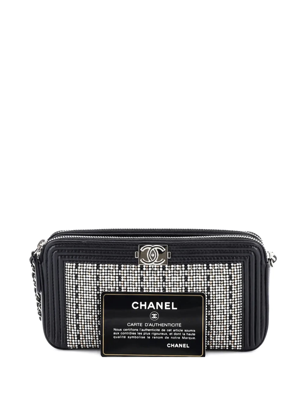 Pre-OwnedCHANEL Pre-OwnedBoy Double Zip Clutch with Chain Studded Leather crossbody bag