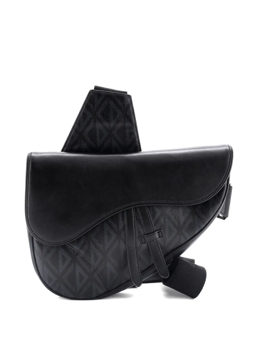 Pre-OwnedChristian Dior Pre-OwnedSaddle CD Diamond Coated Canvas and Leather crossbody bag