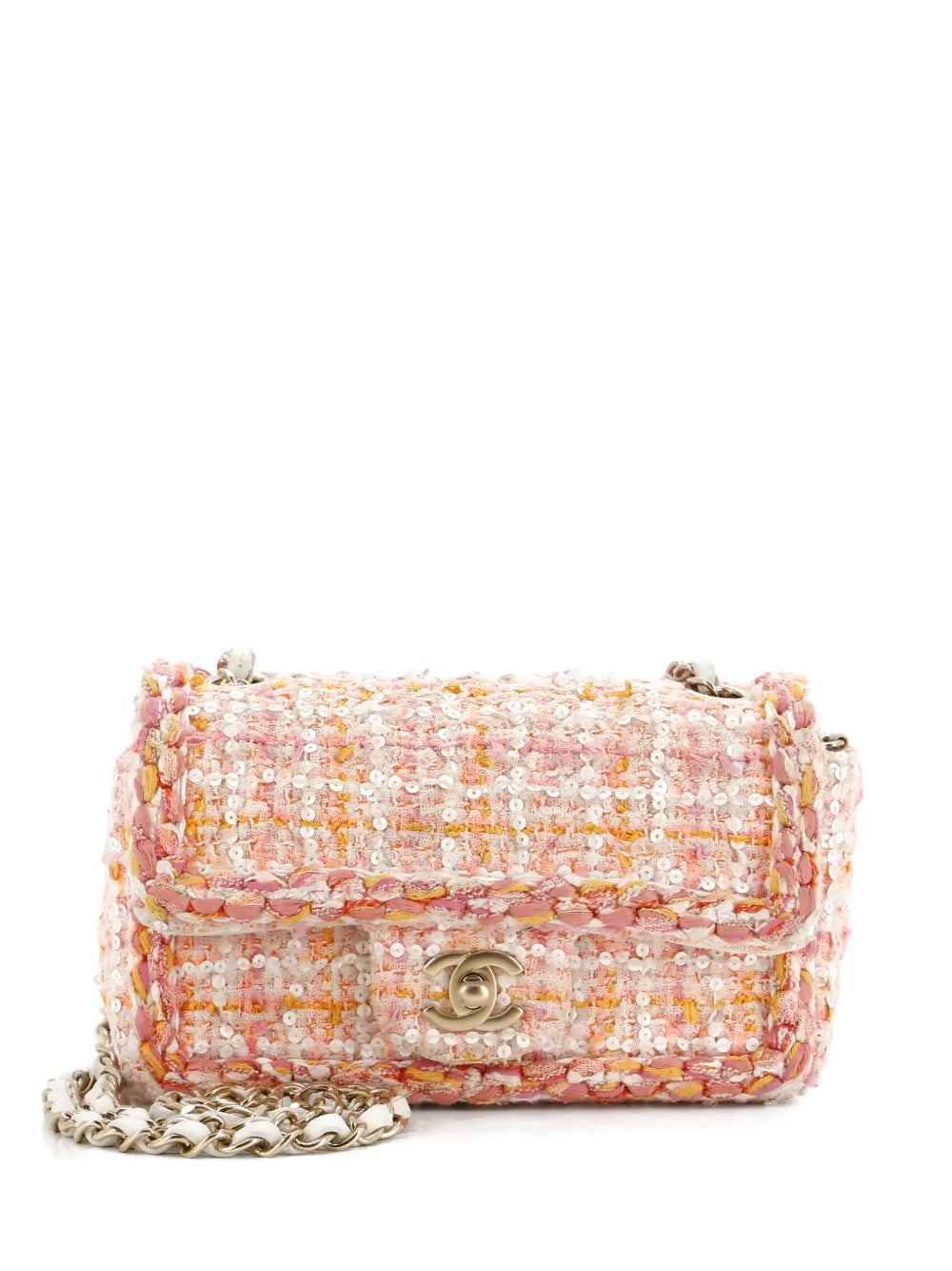 Pre-OwnedCHANEL Pre-OwnedClassic Single Flap Bag Braided Quilted Tweed with Sequins Mini shoulder bag