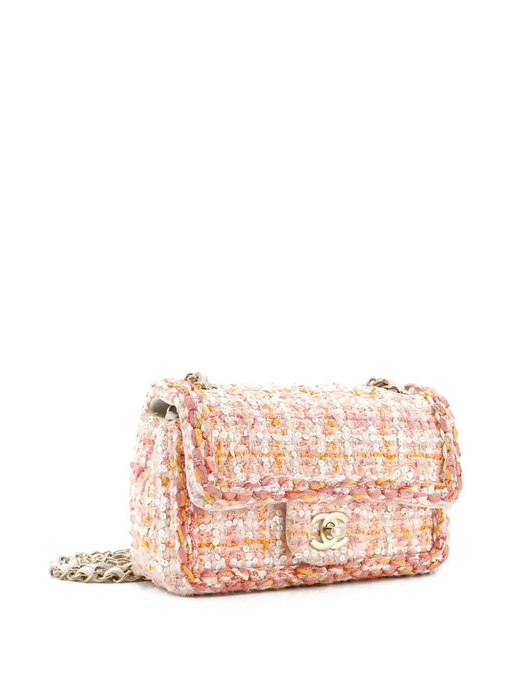 Pre-OwnedCHANEL Pre-OwnedClassic Single Flap Bag Braided Quilted Tweed with Sequins Mini shoulder bag