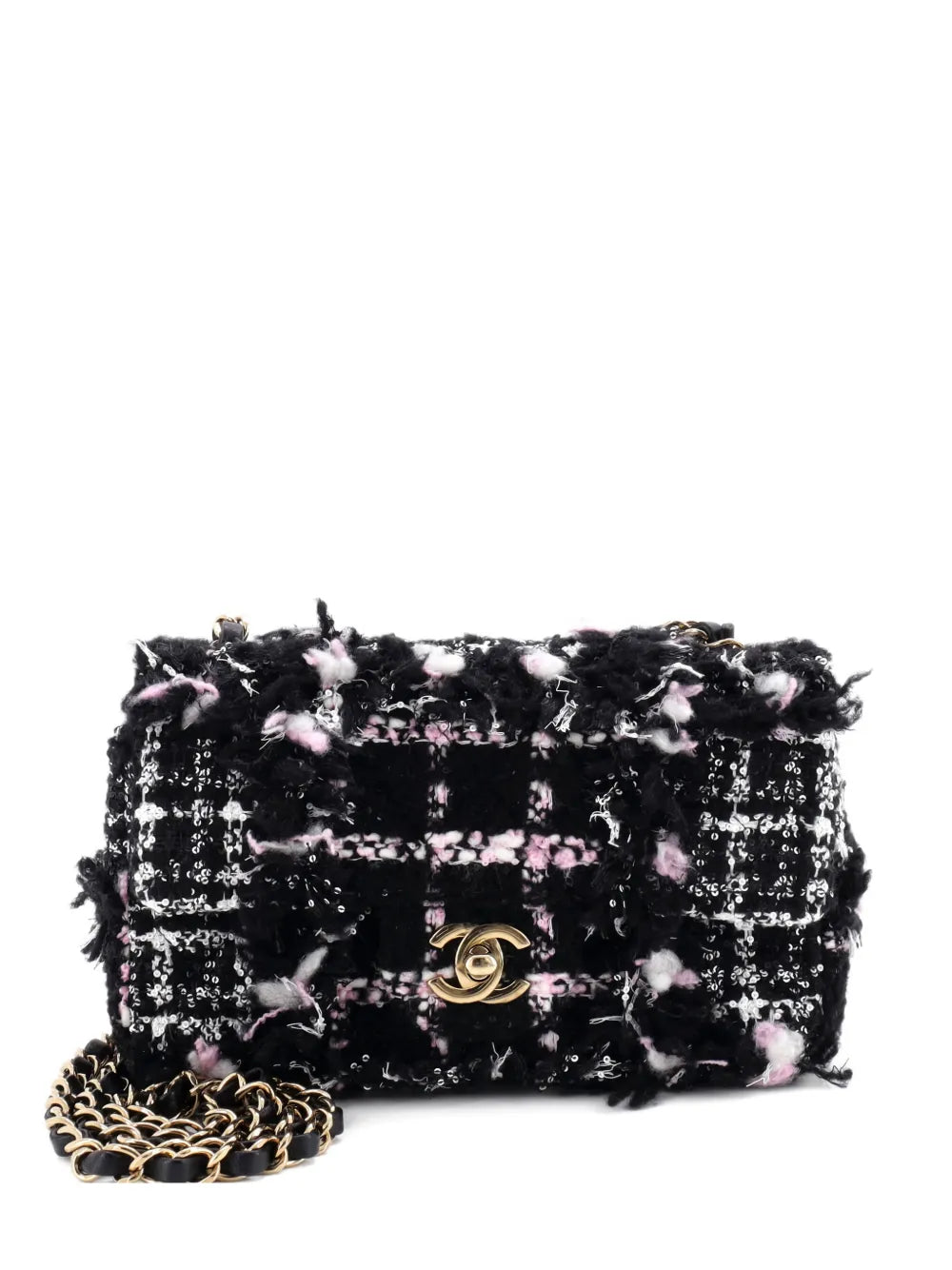 Pre-OwnedCHANEL Pre-OwnedClassic Single Flap Bag Quilted Tweed and Sequins Mini shoulder bag