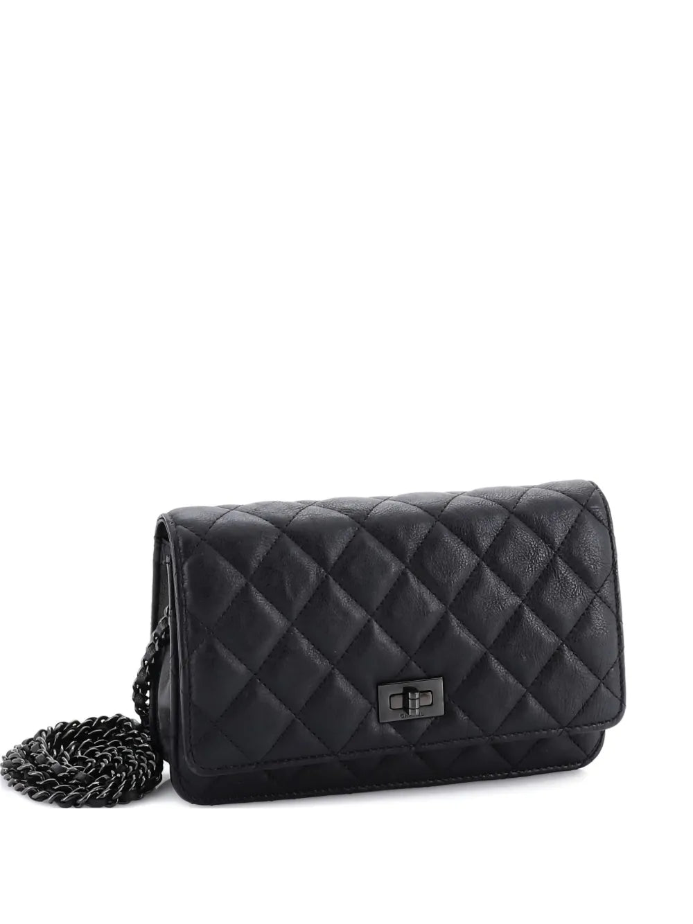 Pre-OwnedCHANEL Pre-OwnedSo Black Reissue 2.55 Wallet on Chain Quilted Aged Calfskin crossbody bag