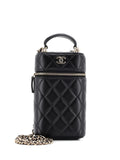 Pre-OwnedCHANEL Pre-OwnedClassic Vanity Top Handle Phone Holder with Chain Quilted Lambskin crossbody bag