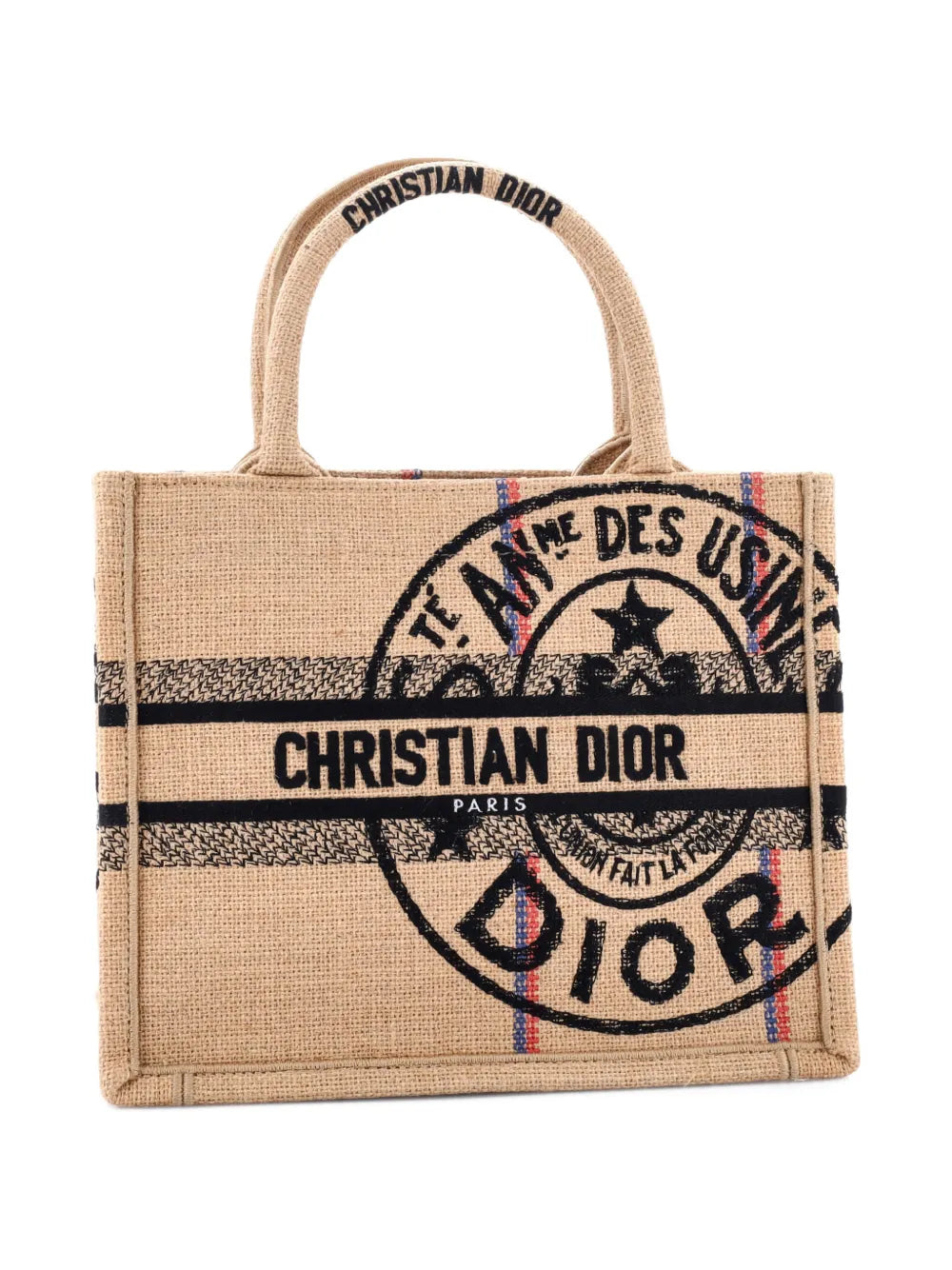 Pre-OwnedChristian Dior Pre-OwnedBook Embroidered Raffia Small tote bag