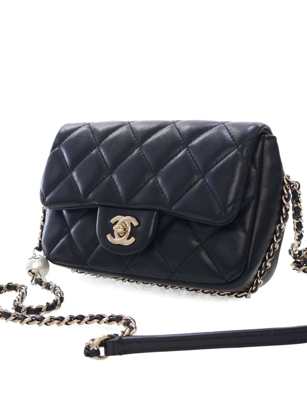Pre-OwnedCHANEL Pre-Owned2019 Small Quilted Lambskin My Precious Pearls Chain Flap crossbody bag
