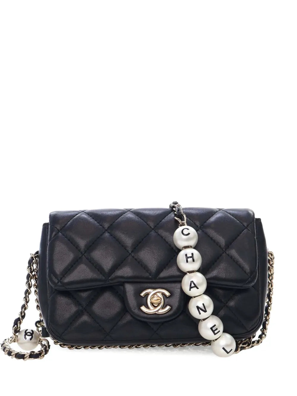 Pre-OwnedCHANEL Pre-Owned2019 Small Quilted Lambskin My Precious Pearls Chain Flap crossbody bag