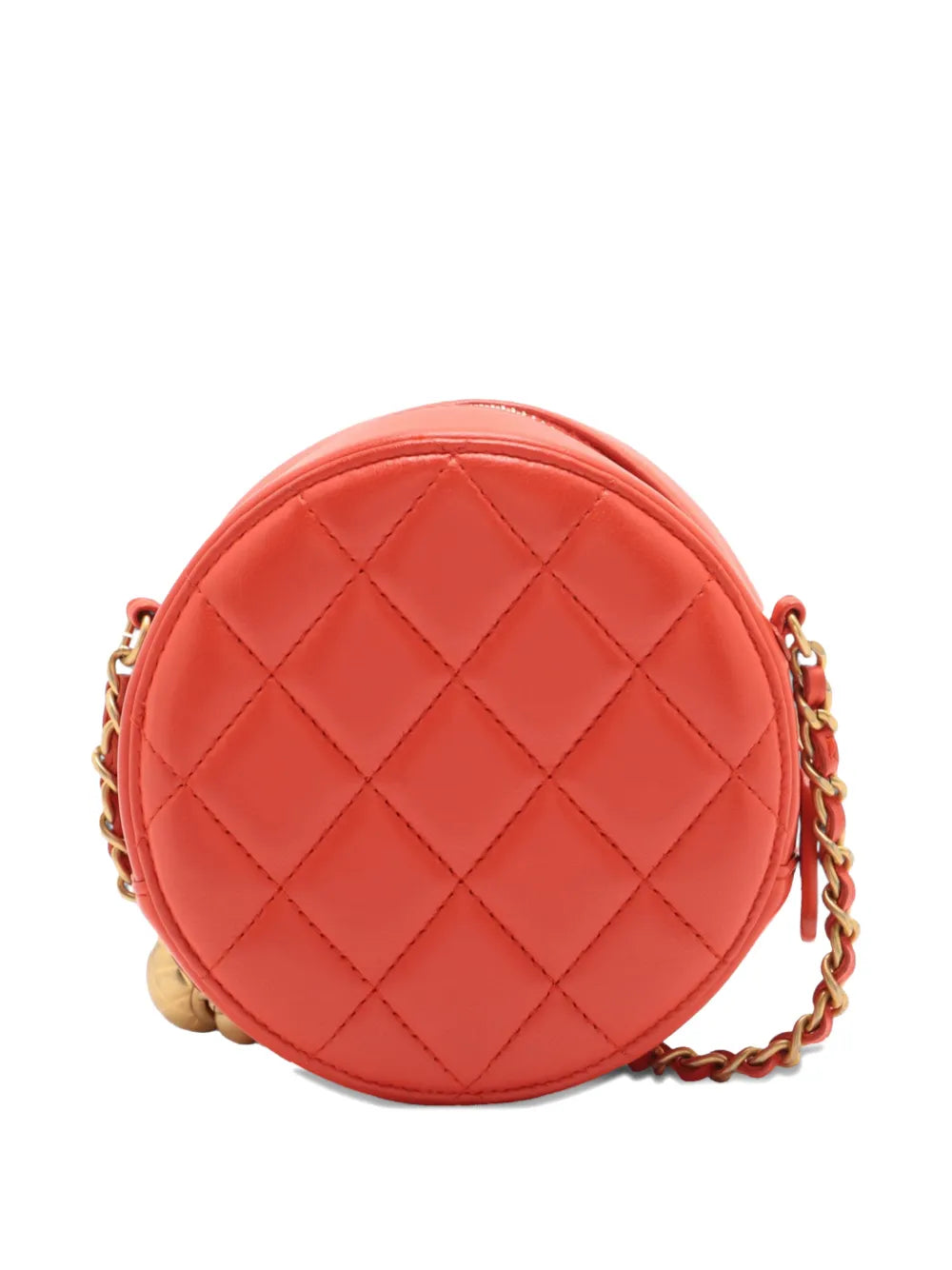 Pre-OwnedCHANEL Pre-Owned2019 CC Quilted Lambskin Pearl Crush Round Clutch with Chain crossbody bag