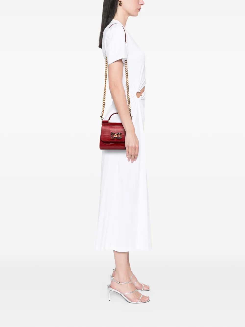 Pre-OwnedDolce & Gabbana Pre-Owned2000-2025 Mini Iguana Embossed Calfskin Miss Sicily satchel
